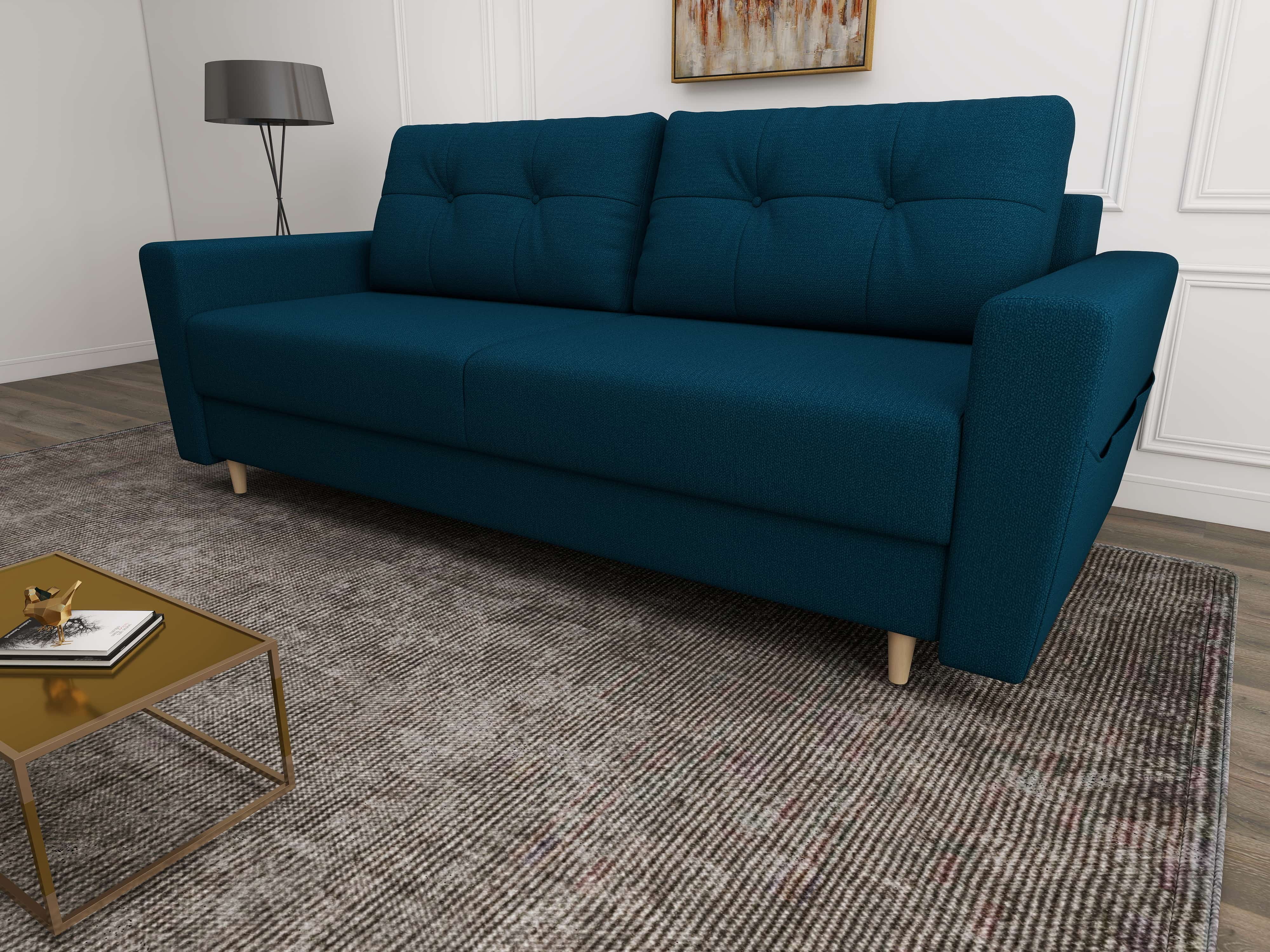 Canapea extensibilă dumonde cu ladă de depozitare si sezut confortabil din spuma HR, Summer Enjoy Verde Petrol 225x100 cm