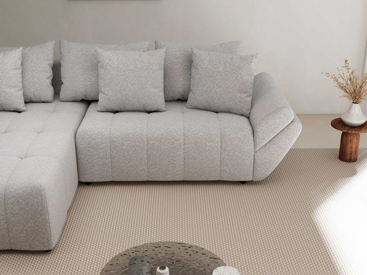 Colțar extensibil dumonde cu ladă de depozitare si sezut confortabil din spuma HR, Berlin Euphoria Gri 280x185 cm Fabrica