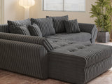 Colțar extensibil dumonde cu ladă de depozitare si sezut confortabil din spuma HR, Loana Gri Ambience 270x185 cm Fabrica