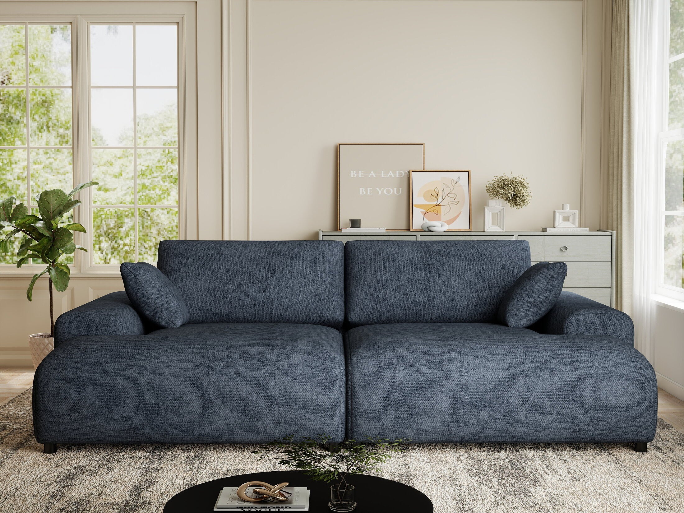 Canapea dumonde cu sezut confortabil din spuma HR, Hudson Enjoy Antracit 237x144 cm