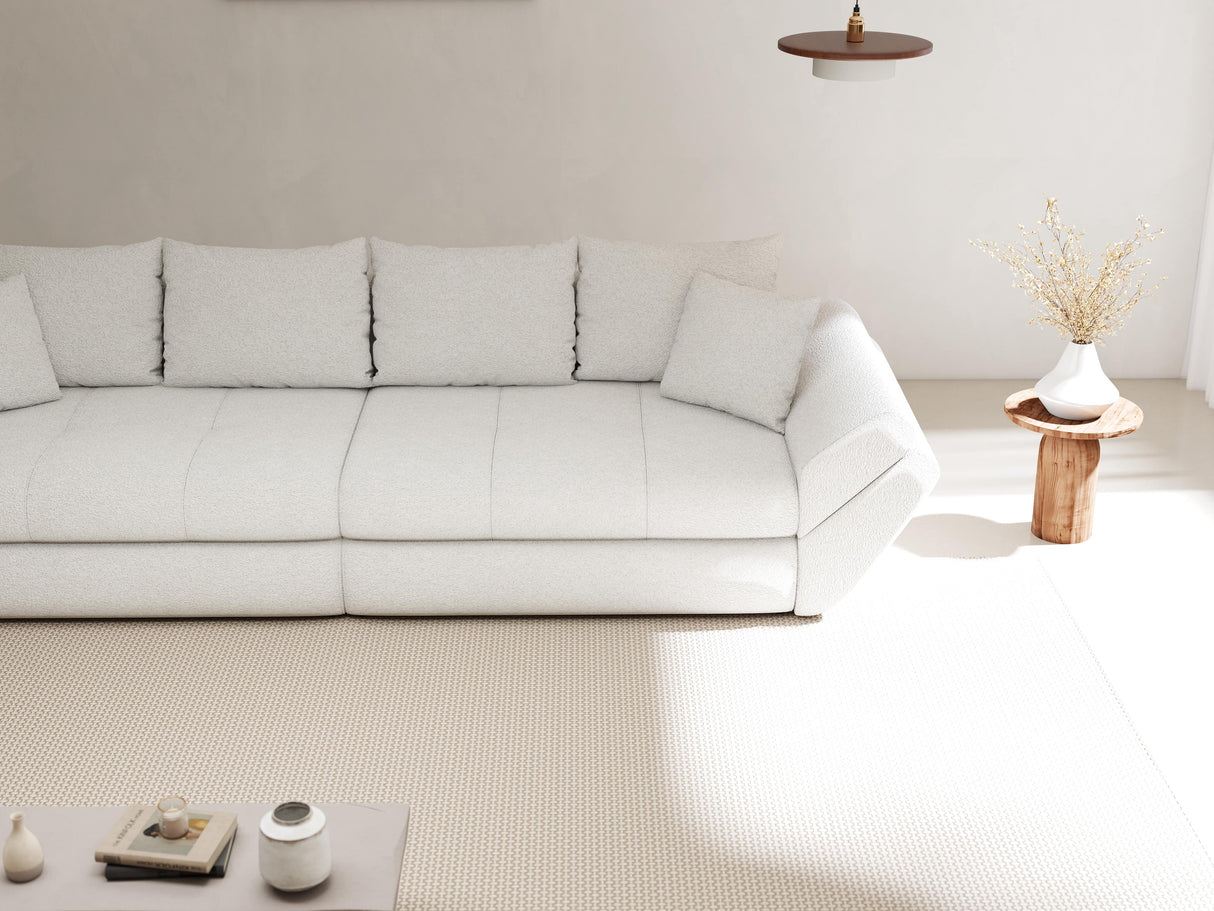 Canapea extensibilă dumonde cu ladă de depozitare si sezut confortabil din spuma HR, Loana Euphoria Alb 300x100 cm Fabrica