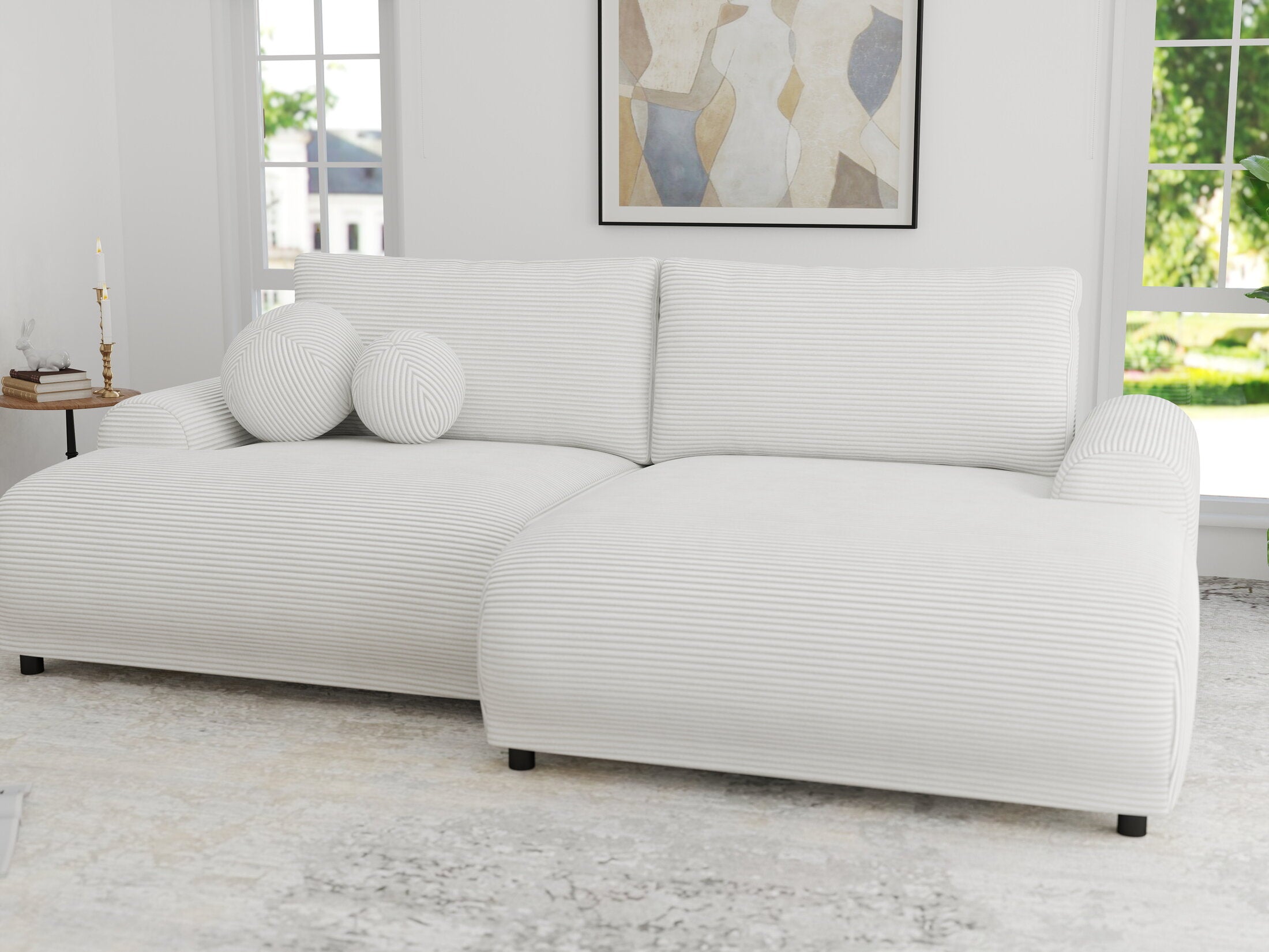 Colțar extensibil dumonde cu ladă de depozitare și șezut confortabil din spumă HR, Carlo Zoom Gri 240x145 cm II