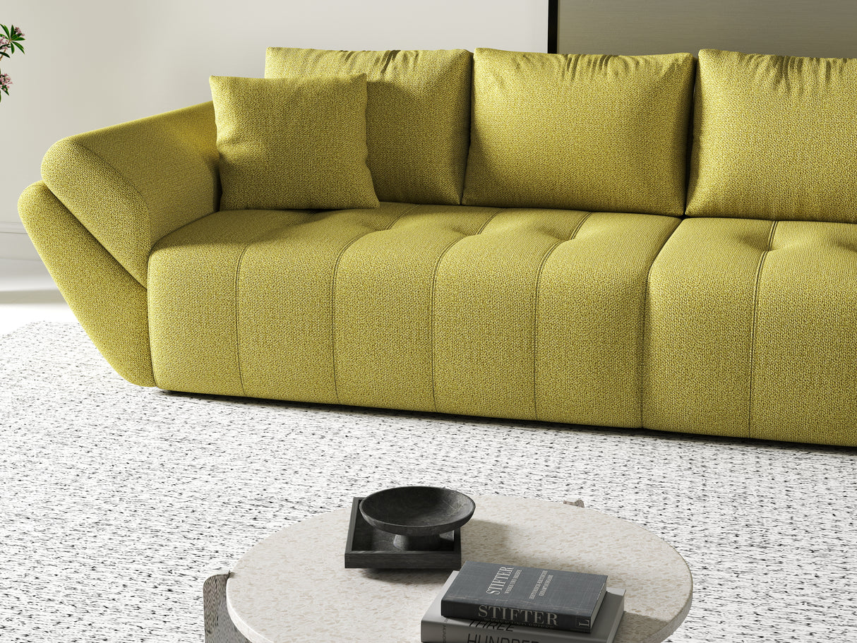 Canapea extensibilă dumonde cu ladă de depozitare si sezut confortabil din spuma HR, Berlin Green 300x100 cm