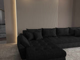 Colțar extensibil dumonde cu ladă de depozitare si sezut confortabil din spuma HR, Loana XL Enjoy Negru 335x185 cm Fabrica