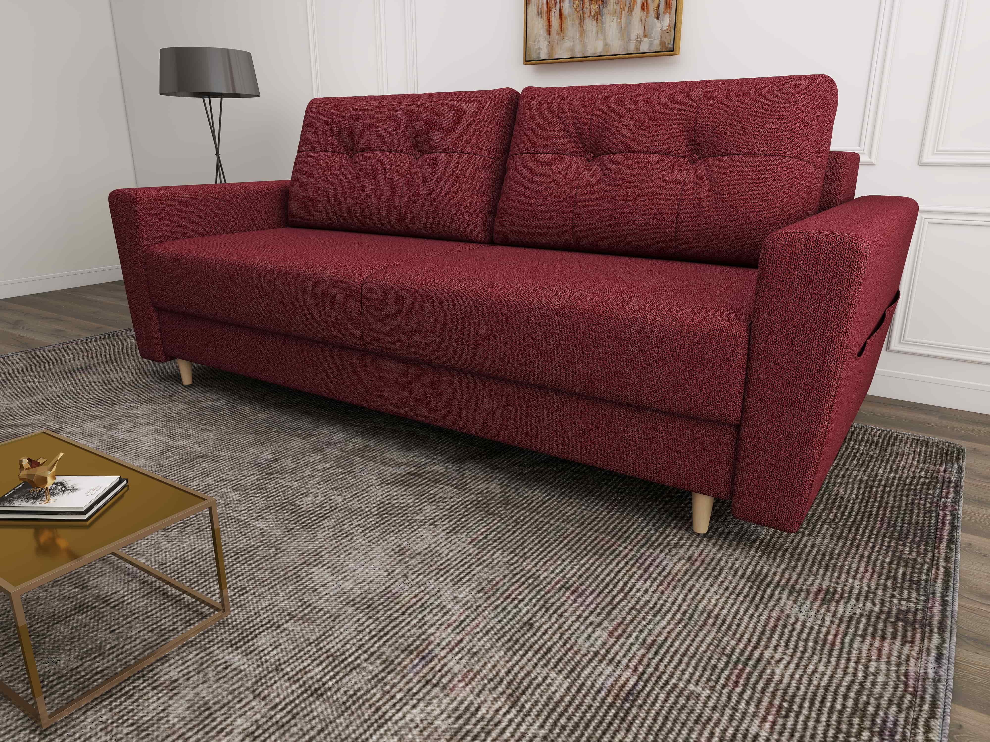 Canapea extensibilă dumonde cu ladă de depozitare si sezut confortabil din spuma HR, Summer Enjoy Rosu 225x100 cm