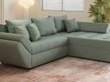Colțar extensibil dumonde cu ladă de depozitare si sezut confortabil din spuma HR, Loana Mint II 270x185 cm Fabrica