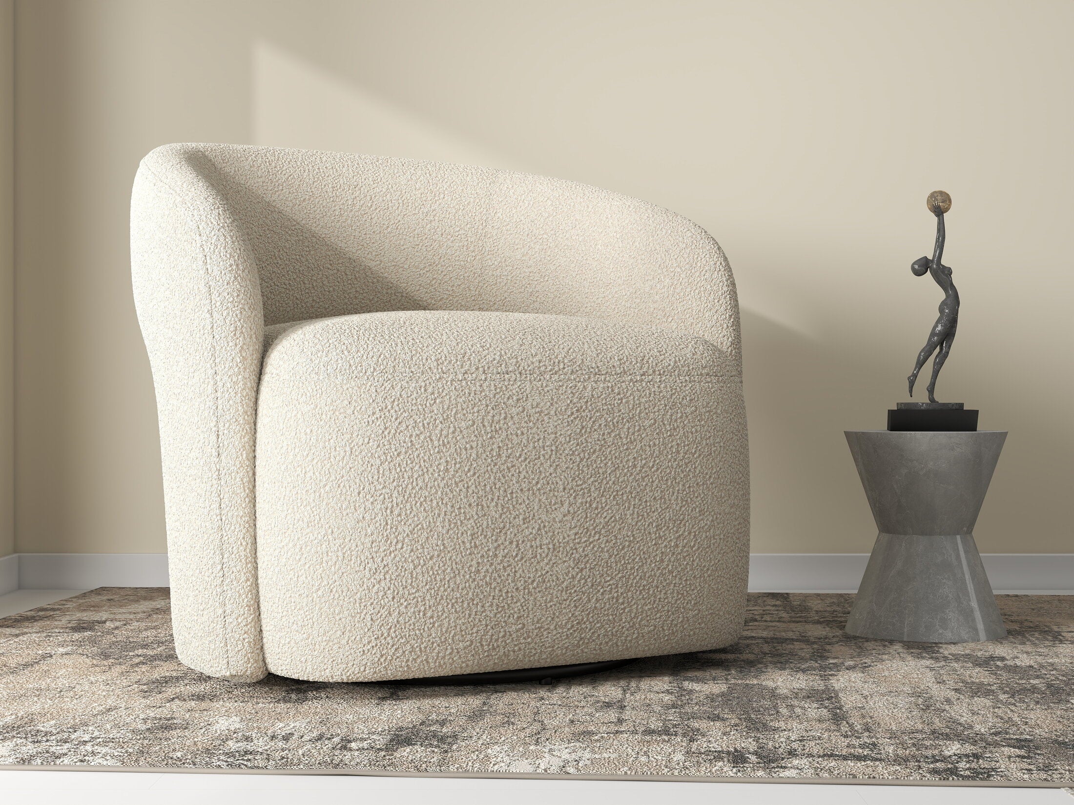 Fotoliu dumonde tapitat Bej modern Elvaro 77x83cm