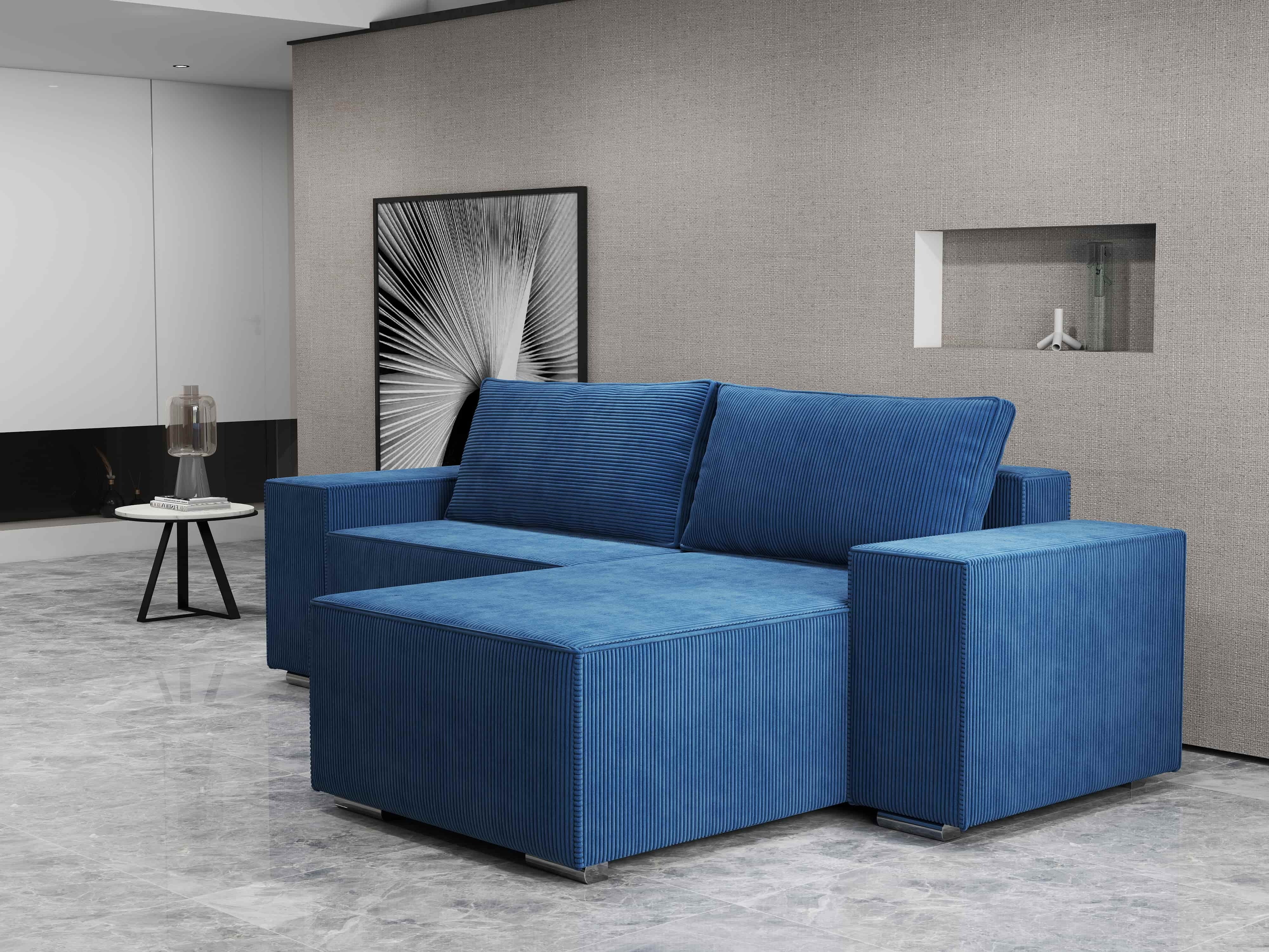 Colțar extensibil dumonde cu ladă de depozitare si sezut confortabil din spuma HR, Dream Zoom Albastru 290x185 cm II Fabrica