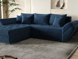 Colțar extensibil dumonde cu ladă de depozitare si sezut confortabil din spuma HR, Loana Bleumarin Zoom 270x185 cm Fabrica