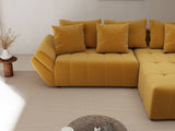 Colțar extensibil dumonde cu ladă de depozitare si sezut confortabil din spuma HR, Berlin Royal Mustar 280x185 cm II Fabrica