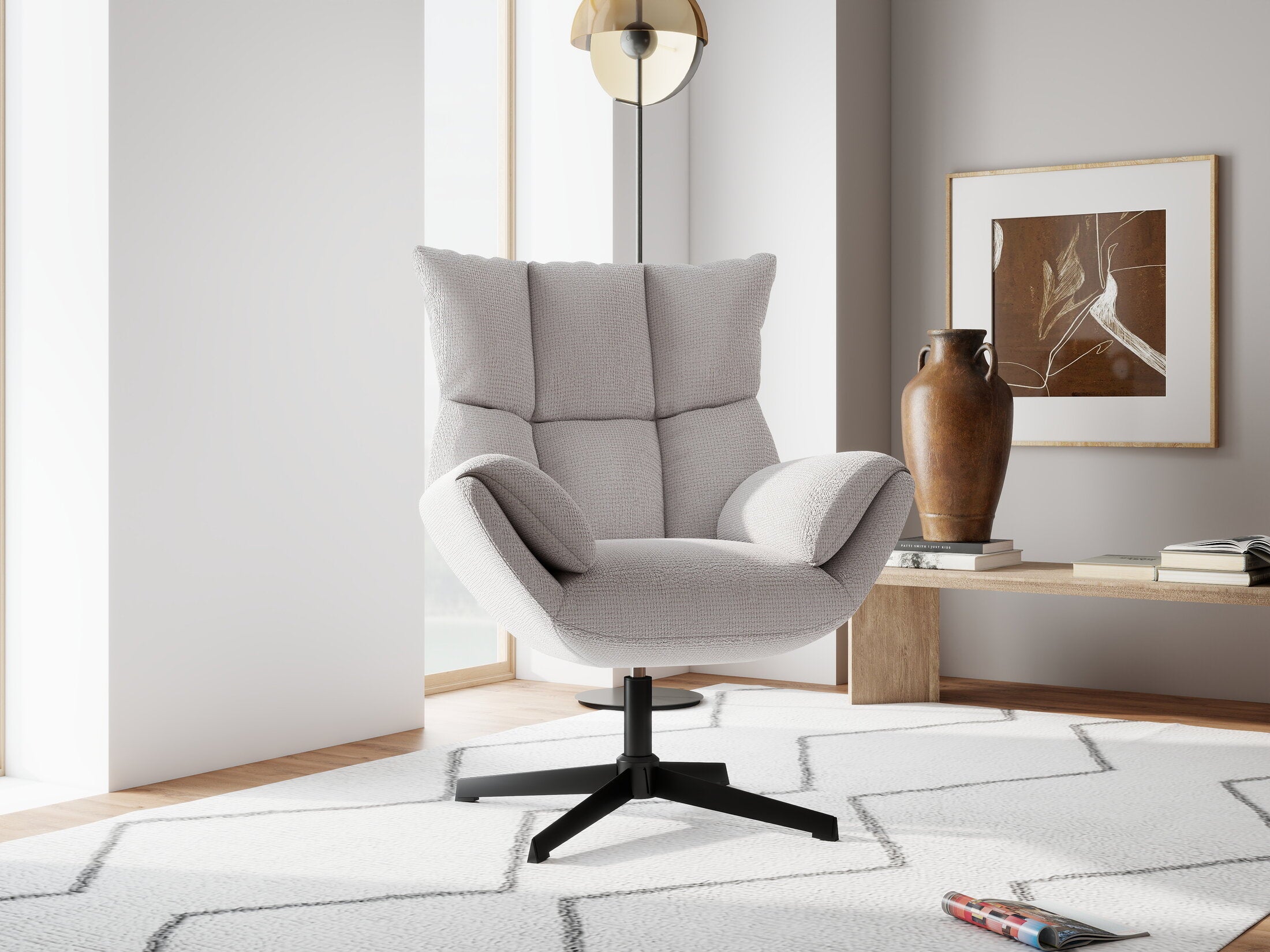 Fotoliu dumonde tapitat Bej modern Belmira 73x77cm