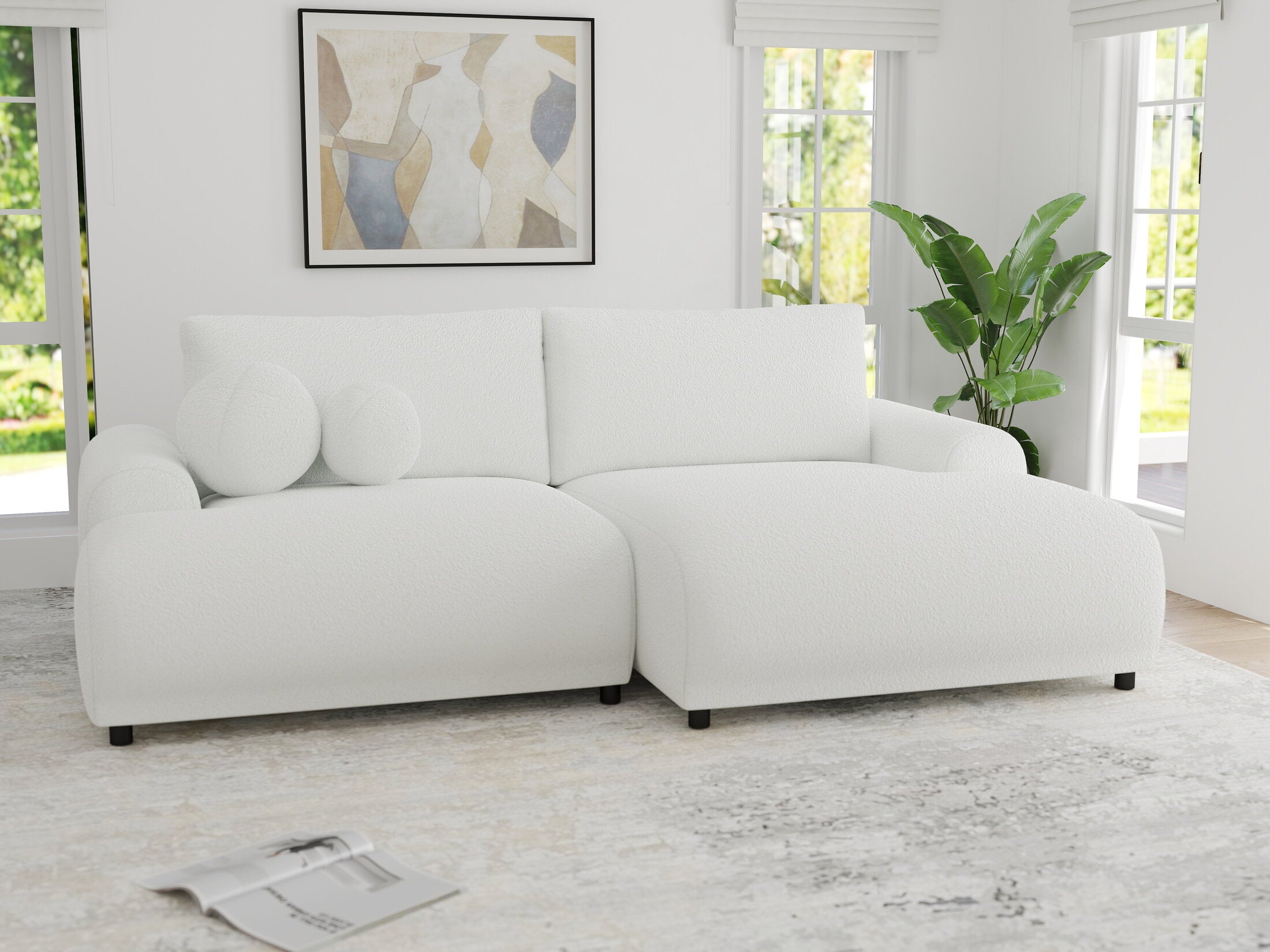 Colțar extensibil dumonde cu ladă de depozitare și șezut confortabil din spumă HR, Carlo Euphoria Alb 240x145 cm II