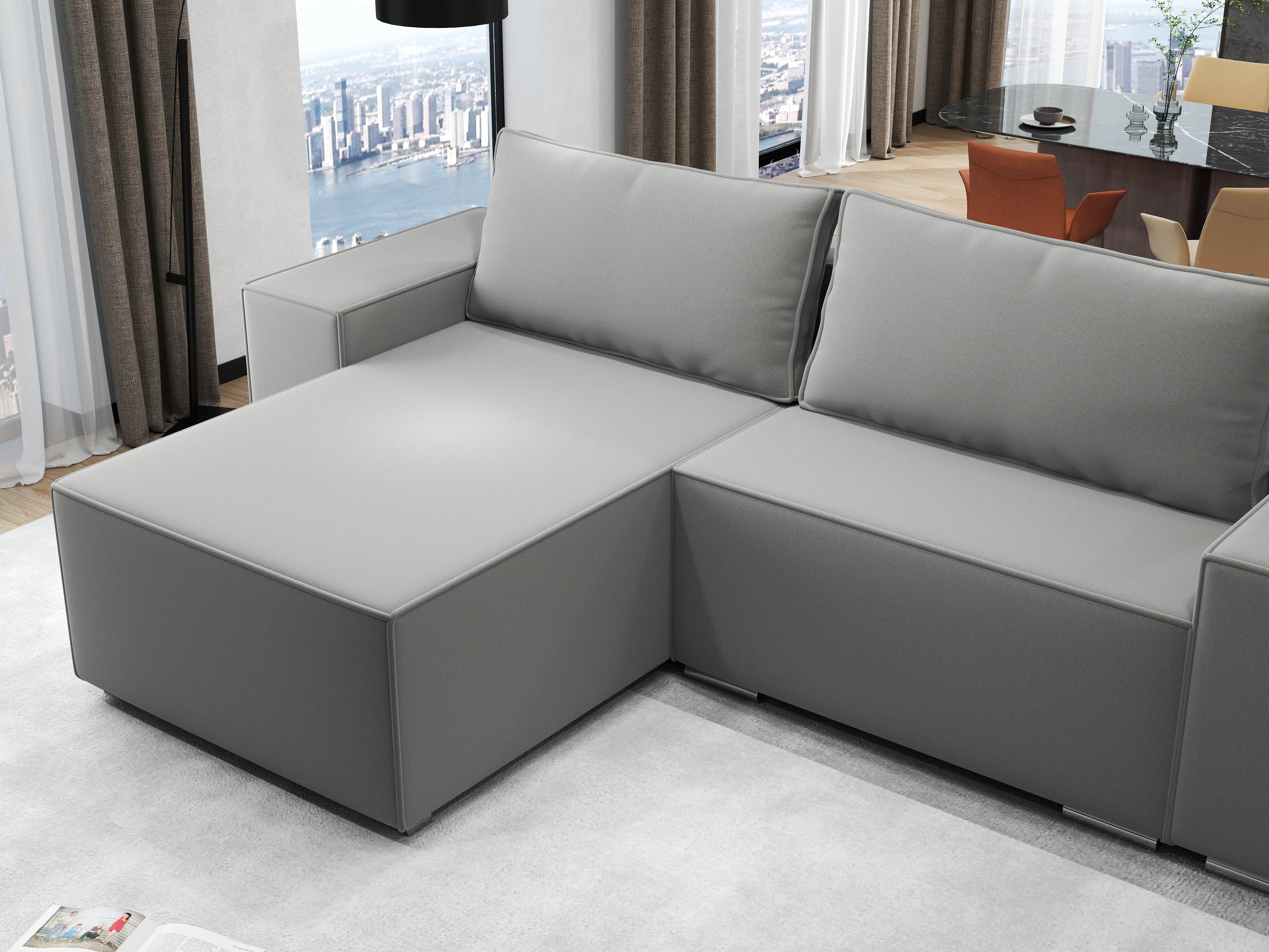 Colțar extensibil dumonde cu ladă de depozitare si sezut confortabil din spuma HR, Dream Royal Gri 290x185 cm Fabrica