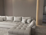 Colțar extensibil dumonde cu ladă de depozitare si sezut confortabil din spuma HR, Loana XL Enjoy Beige II 335x185 cm Fabrica