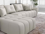 Colțar extensibil dumonde cu ladă de depozitare si sezut confortabil din spuma HR, Berlin XL Enjoy Beige 350x185 cm Fabrica