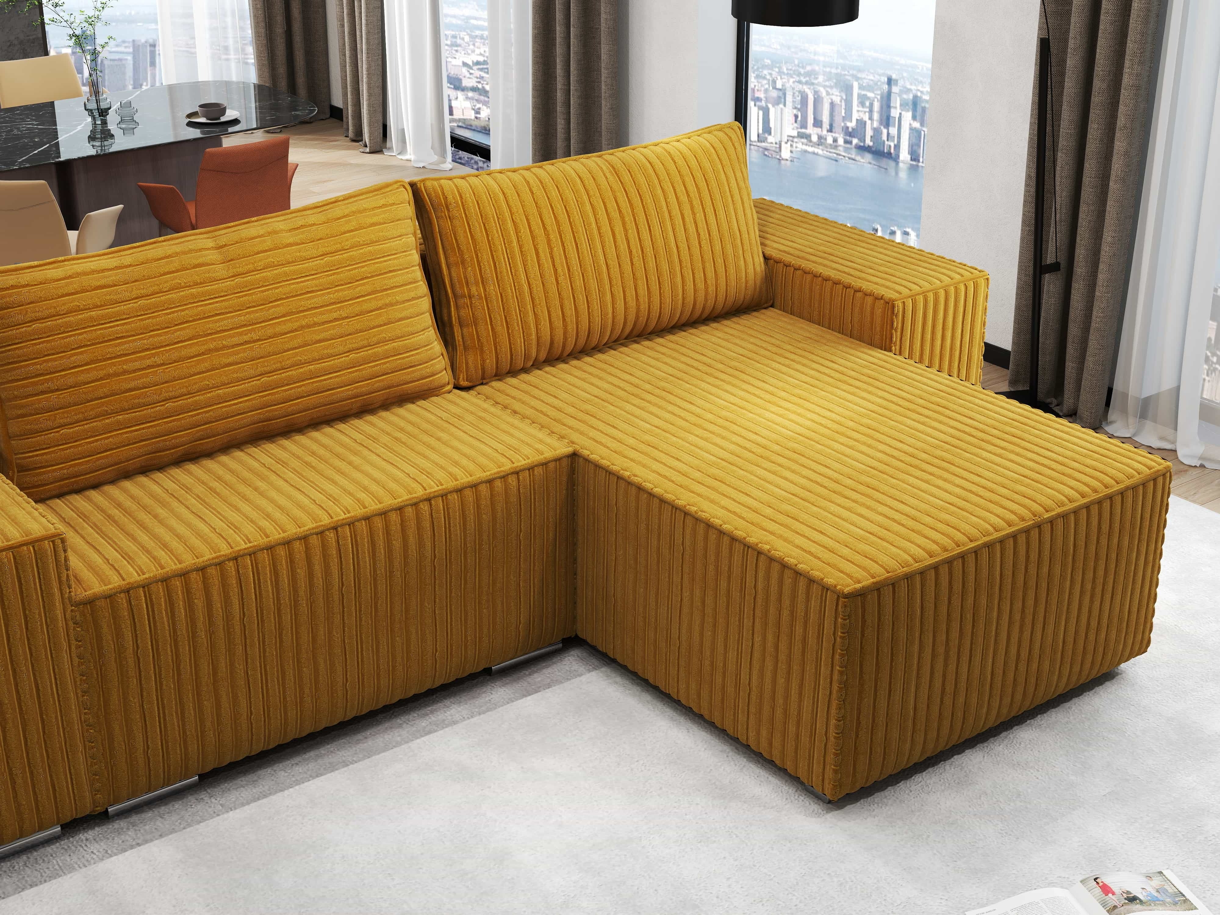 Colțar extensibil dumonde cu ladă de depozitare si sezut confortabil din spuma HR, Dream Ambience Mustar 290x185 cm II Fabrica