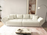 Canapea extensibilă dumonde cu ladă de depozitare si sezut confortabil din spuma HR, Berlin Ambience White 300x100 cm Fabrica