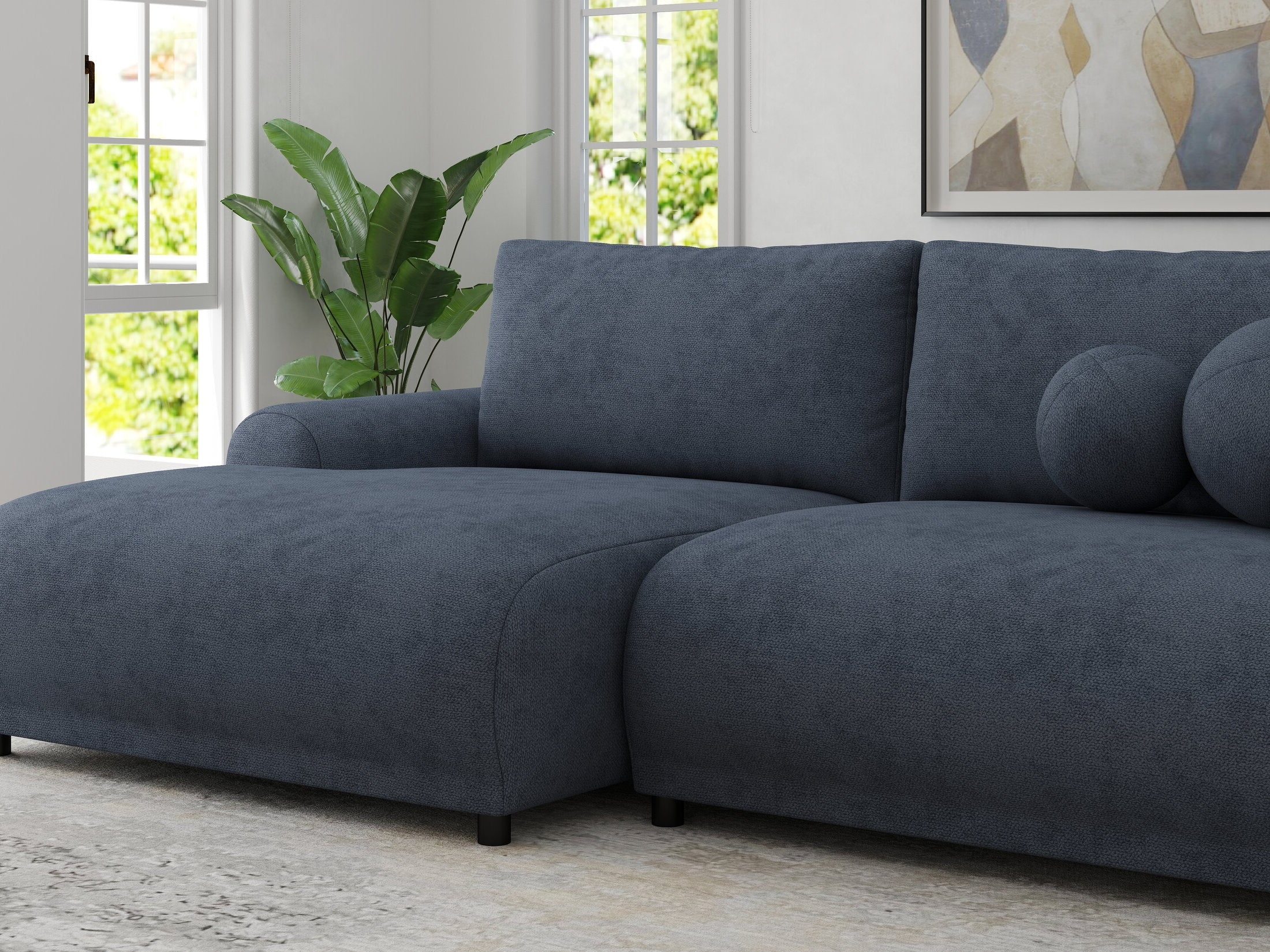 Colțar extensibil dumonde cu ladă de depozitare și șezut confortabil din spumă HR, Carlo Enjoy Antracit 240x145 cm