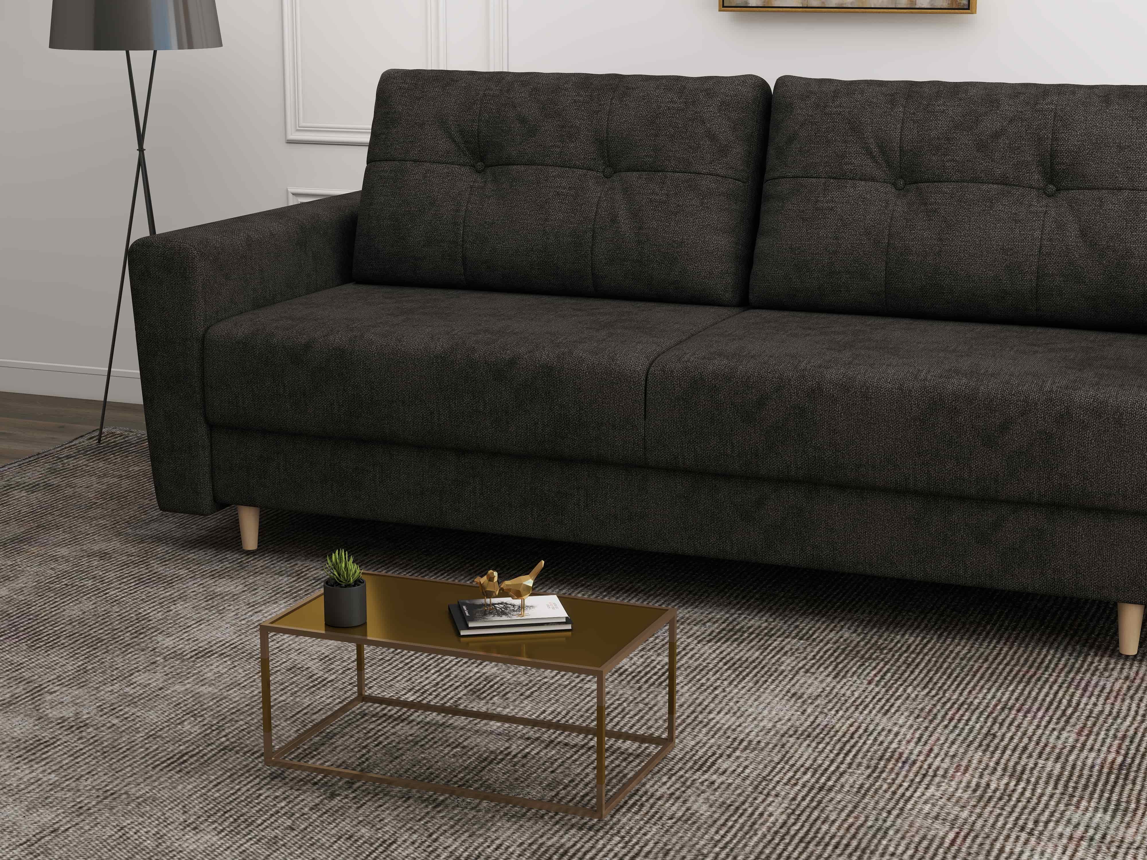 Canapea extensibilă dumonde cu ladă de depozitare si sezut confortabil din spuma HR, Summer Enjoy Negru 225x100 cm