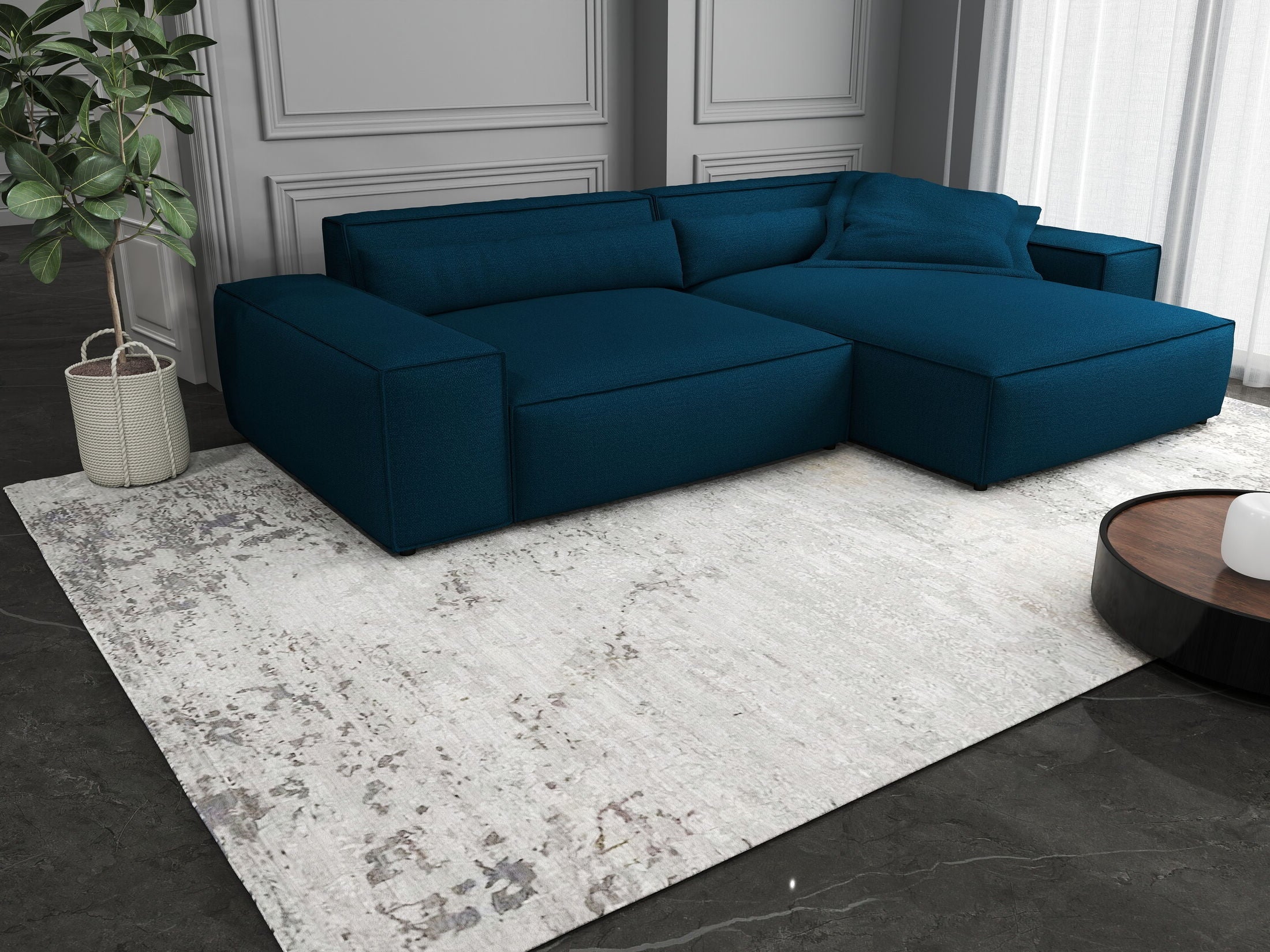 Colțar dumonde cu șezut confortabil din spumă HR, Marvelo Enjoy Verde Petrol 264x175 cm II