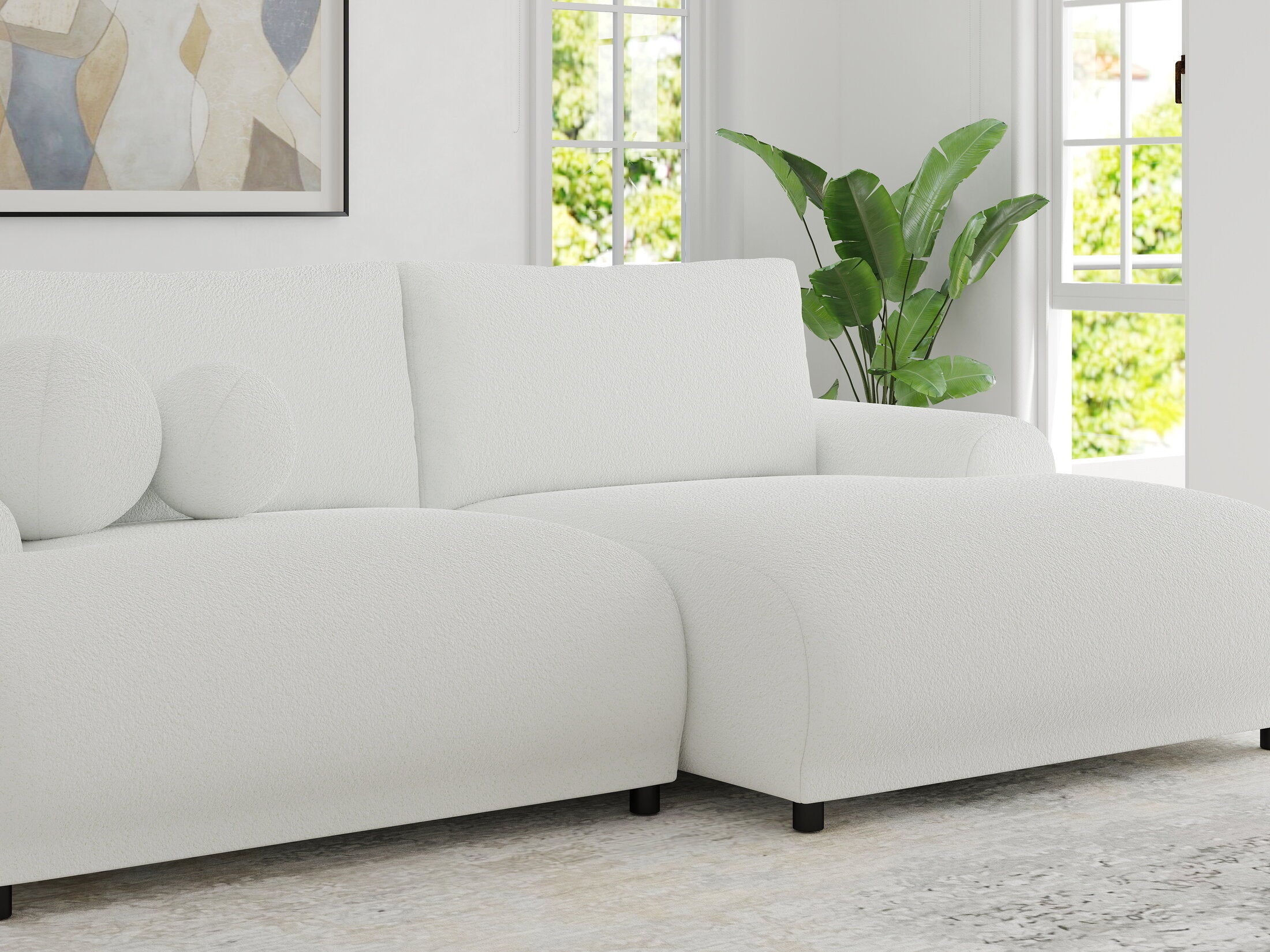 Colțar extensibil dumonde cu ladă de depozitare și șezut confortabil din spumă HR, Carlo Euphoria Alb 240x145 cm II