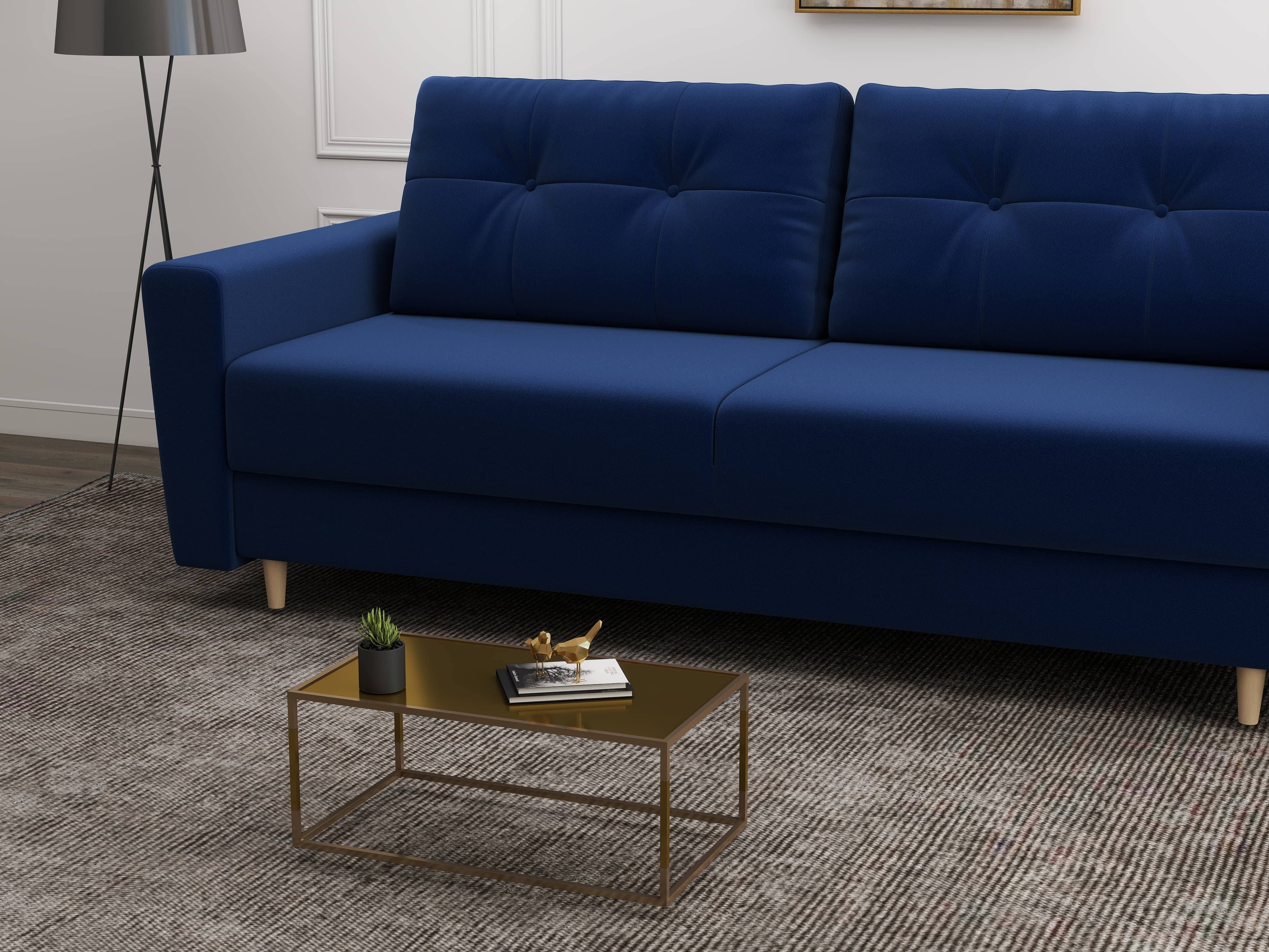 Canapea extensibilă dumonde cu ladă de depozitare si sezut confortabil din spuma HR, Summer Royal Albastru 225x100 cm