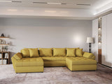 Colțar extensibil dumonde cu ladă de depozitare si sezut confortabil din spuma HR, Loana U Melon 355x185 cm Fabrica