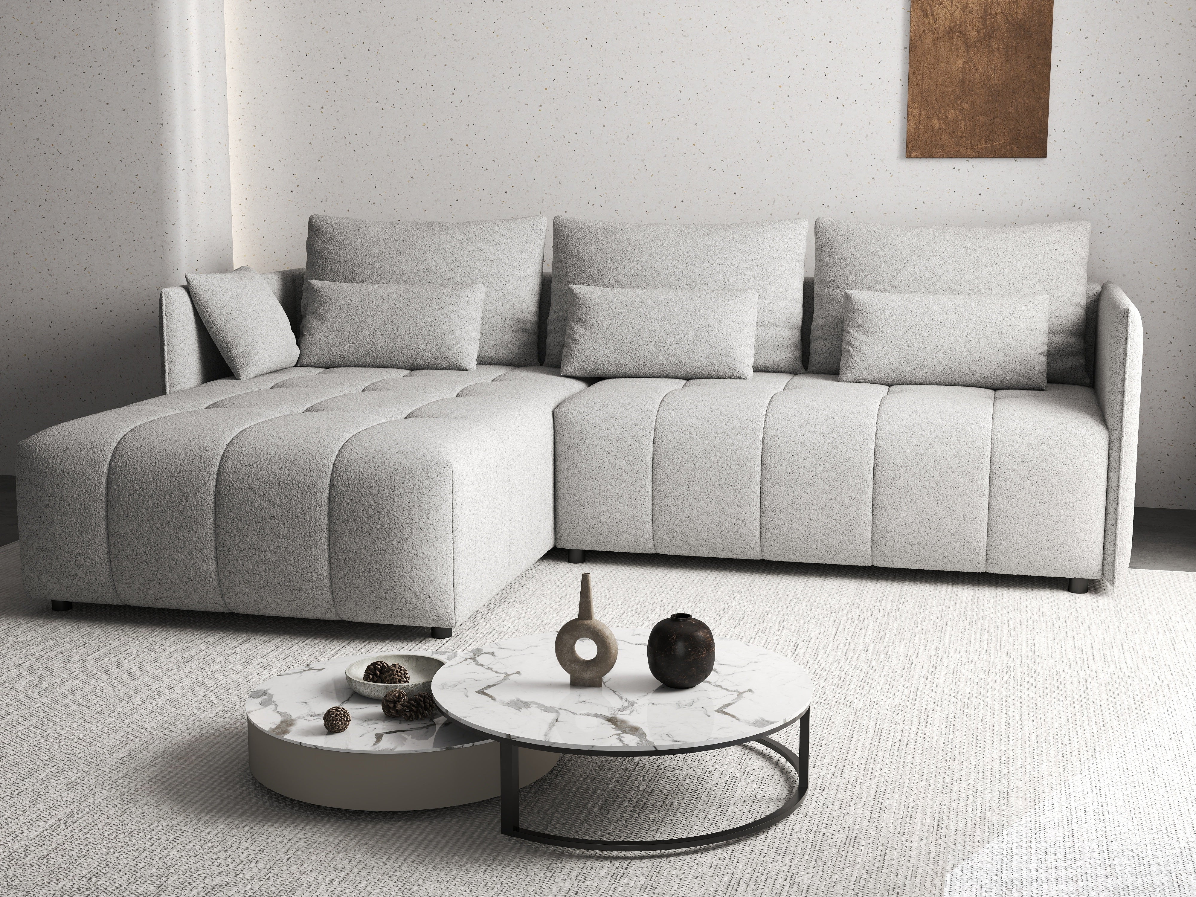 Colțar extensibil dumonde cu ladă de depozitare si sezut confortabil din spuma HR, Malta Euphoria Grey II 235x185 cm Fabrica