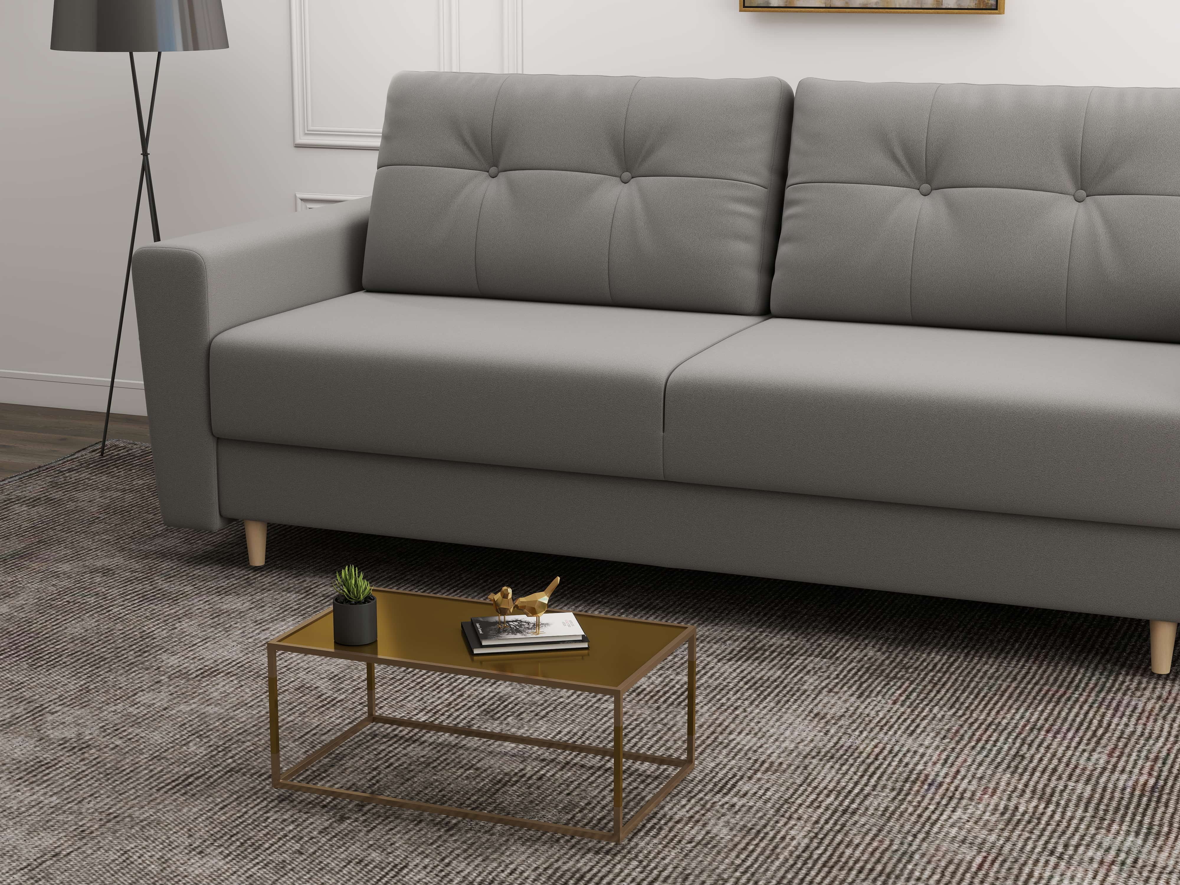 Canapea extensibilă dumonde cu ladă de depozitare si sezut confortabil din spuma HR, Summer Royal Gri 225x100 cm