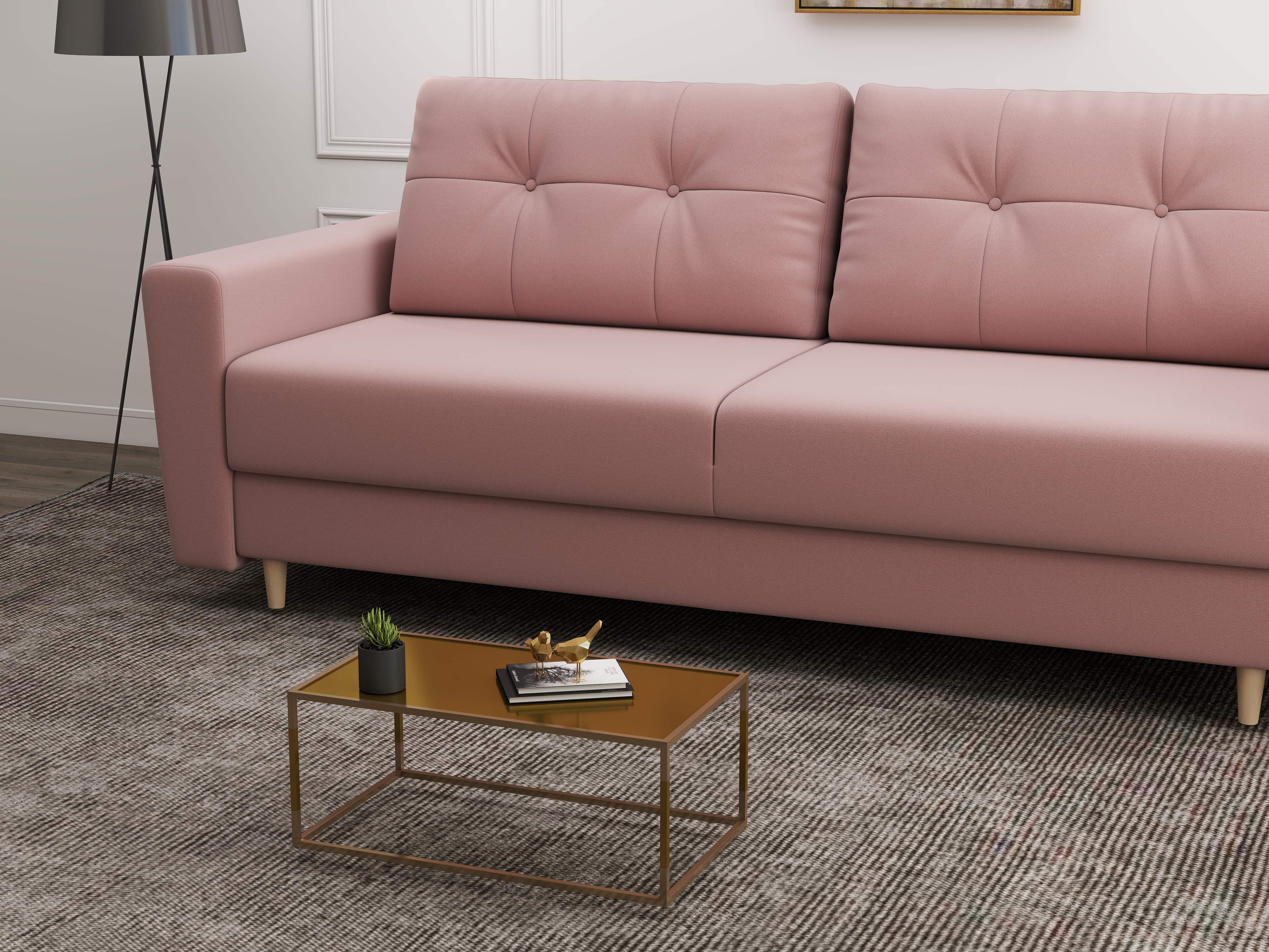 Canapea extensibilă dumonde cu ladă de depozitare si sezut confortabil din spuma HR, Summer Royal Roz 225x100 cm