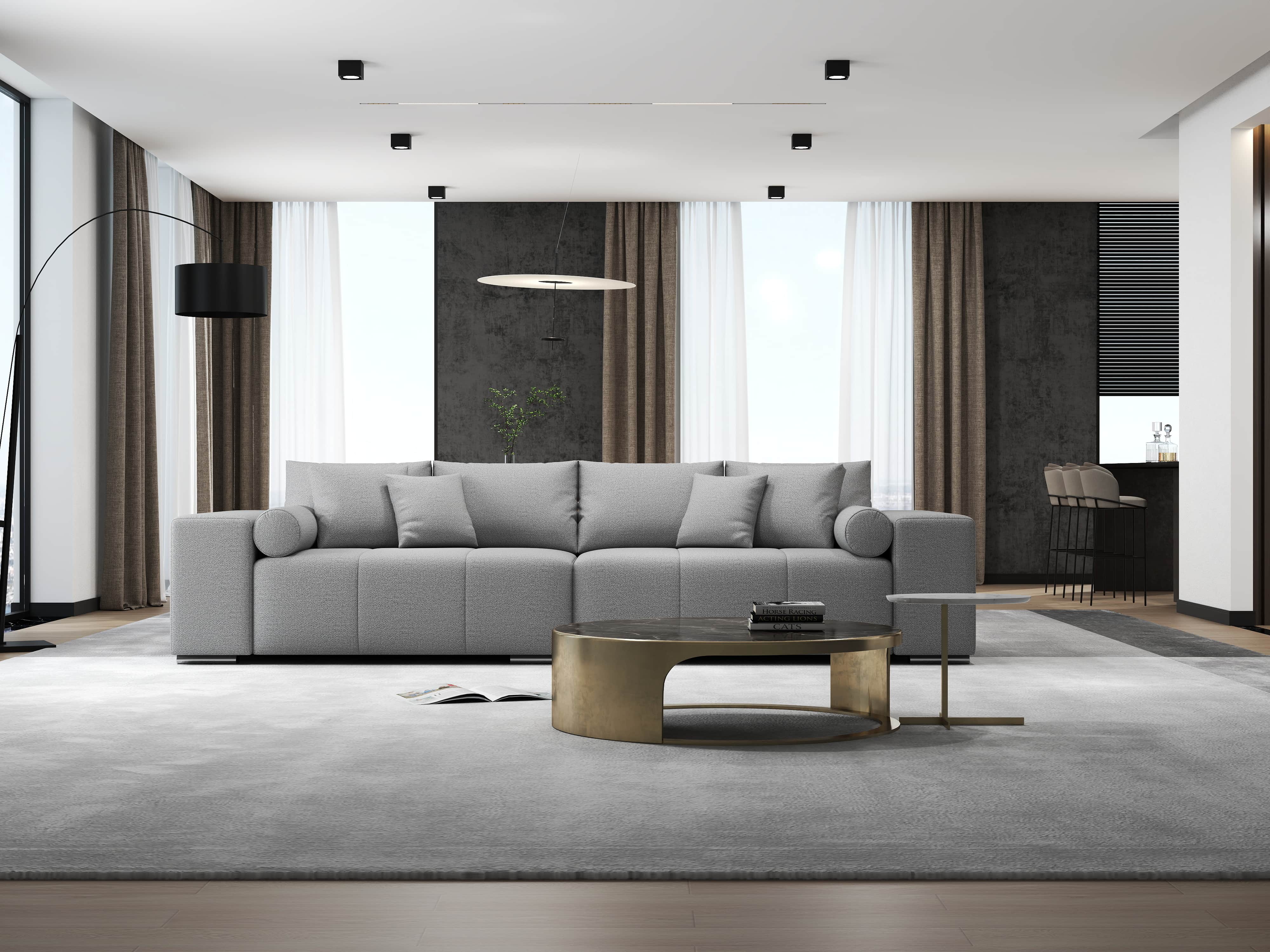 Canapea extensibilă dumonde cu ladă de depozitare si sezut confortabil din spuma HR, Marbela Enjoy Lux Grey XXL 295x100 cm fabrica
