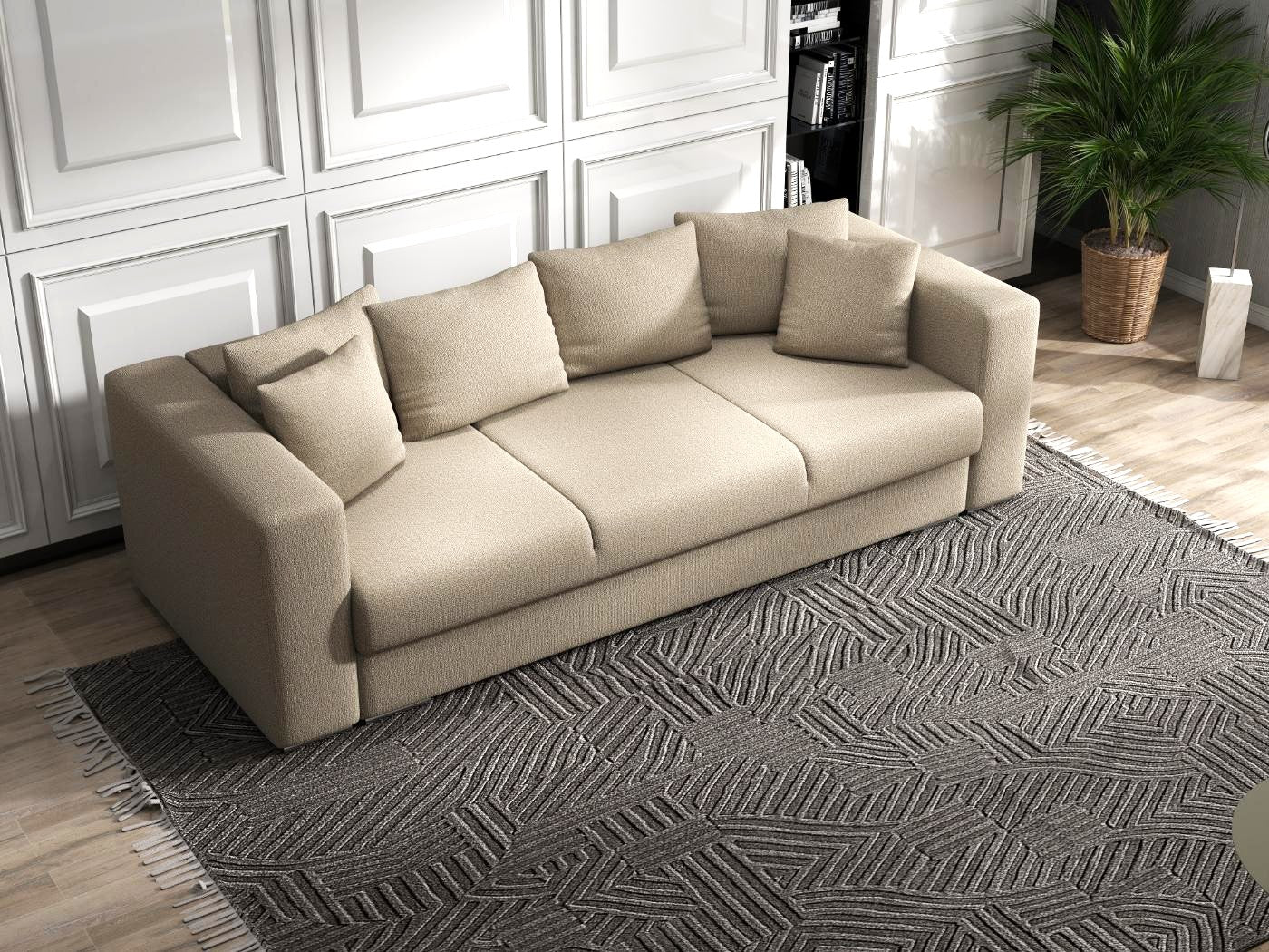 Canapea extensibilă dumonde cu ladă de depozitare si sezut confortabil din spuma HR, Gloria Bej II 240x100 cm Fabrica