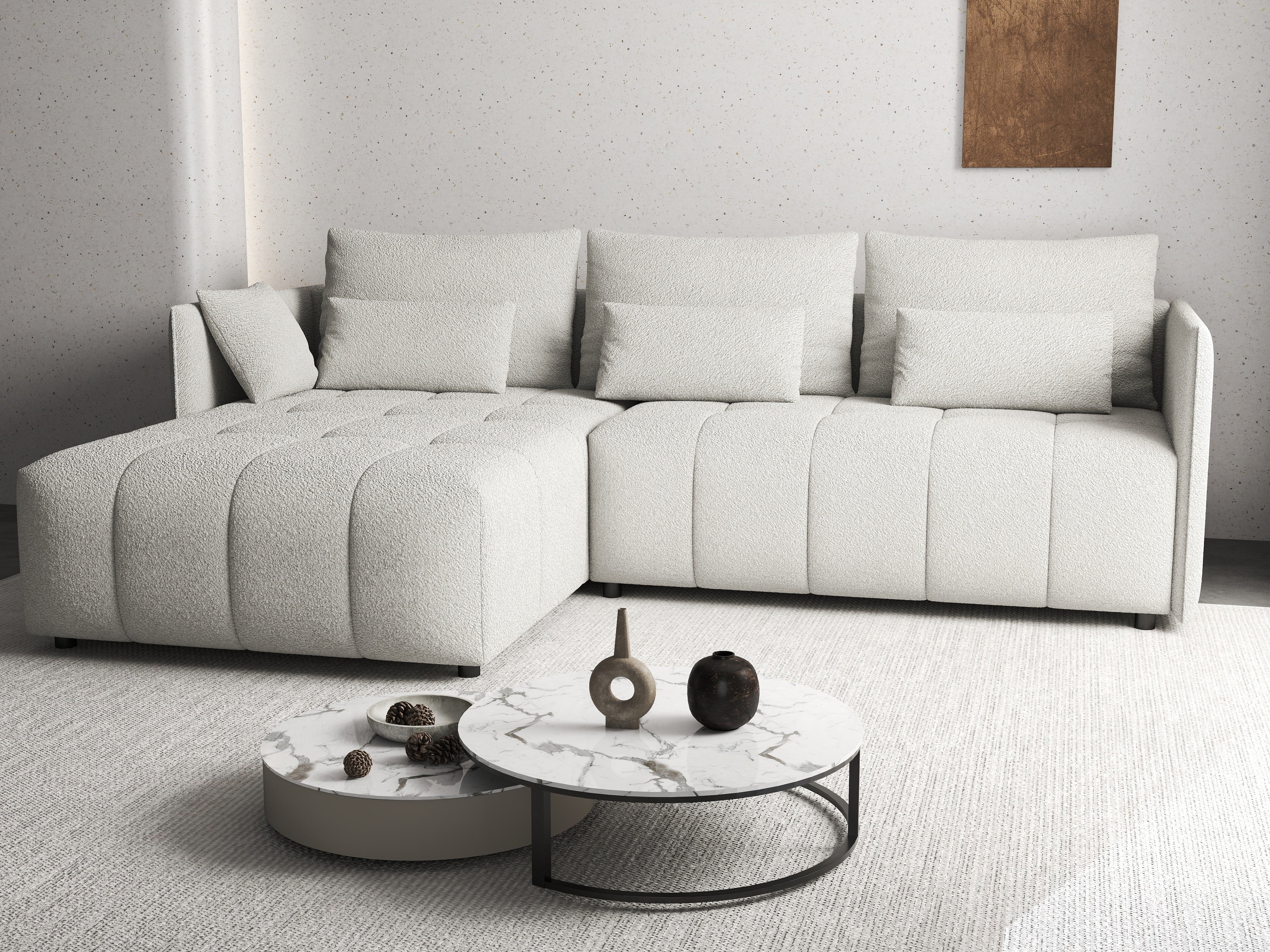 Colțar extensibil dumonde cu ladă de depozitare si sezut confortabil din spuma HR, Malta Euphoria Grey 235x185 cm Fabrica