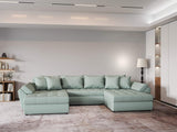 Colțar extensibil dumonde cu ladă de depozitare si sezut confortabil din spuma HR, Loana Enjoy Verde Mint U 355x185 cm Fabrica