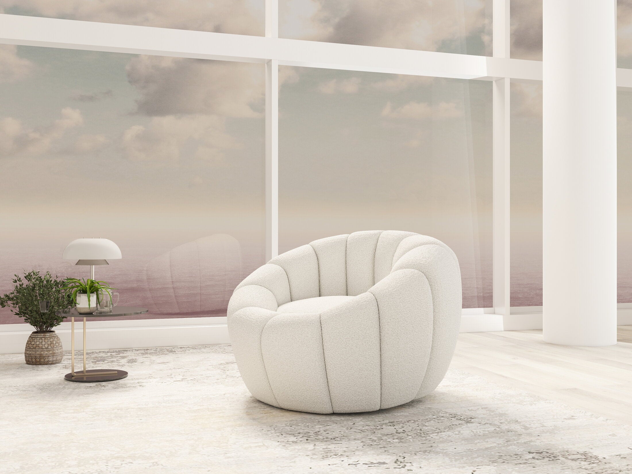 Fotoliu dumonde tapitat Bej modern Ravello 89x92cm