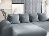 Colțar extensibil dumonde cu ladă de depozitare si sezut confortabil din spuma HR, Verona Zoom Gri Mint 290x185 cm Fabrica