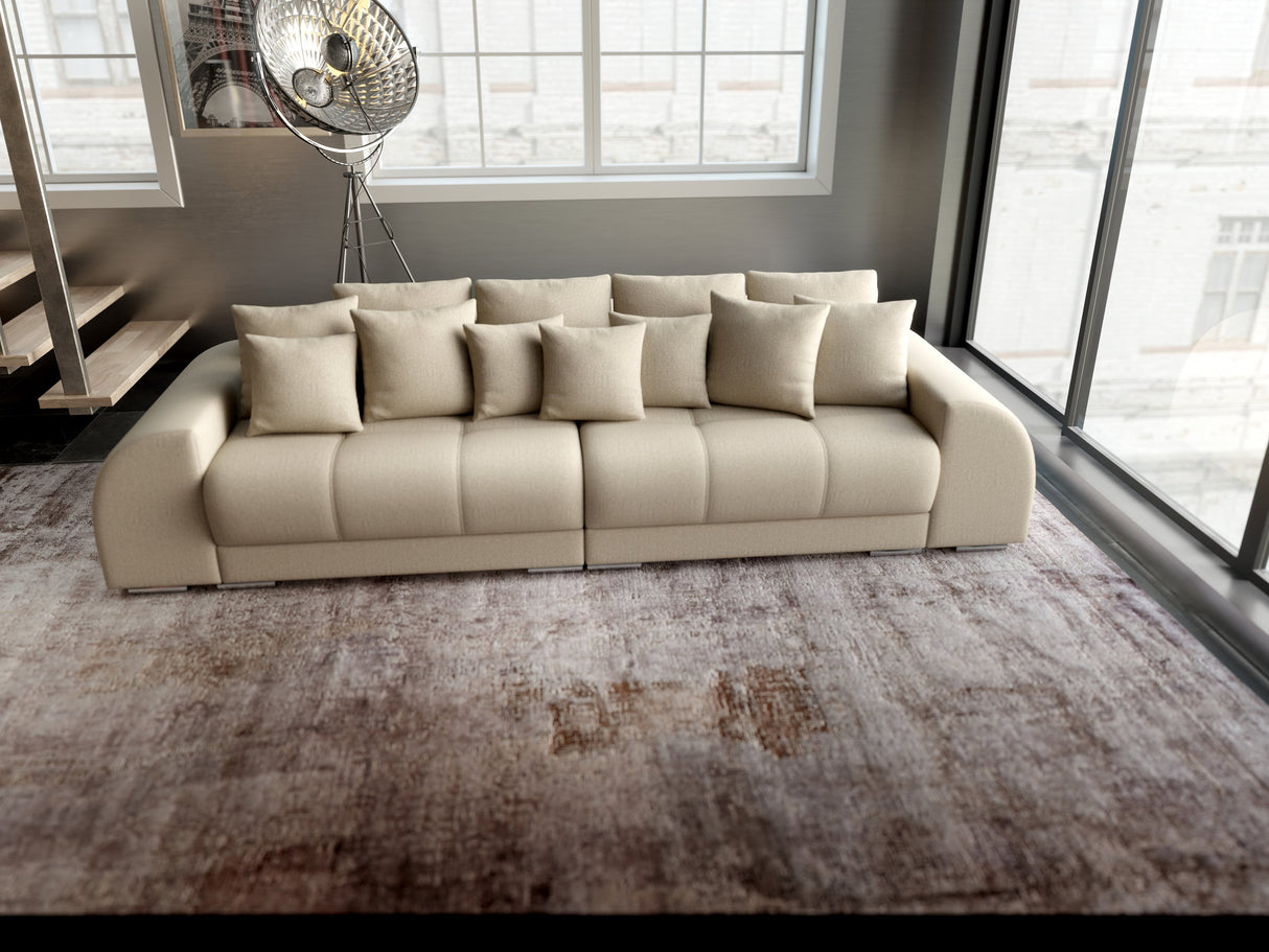 Canapea extensibilă dumonde cu 2 lăzi de depozitare si sezut confortabil din spuma HR, Big Sofa Verona Enjoy Lux 02 Beige 310x100 cm Fabrica