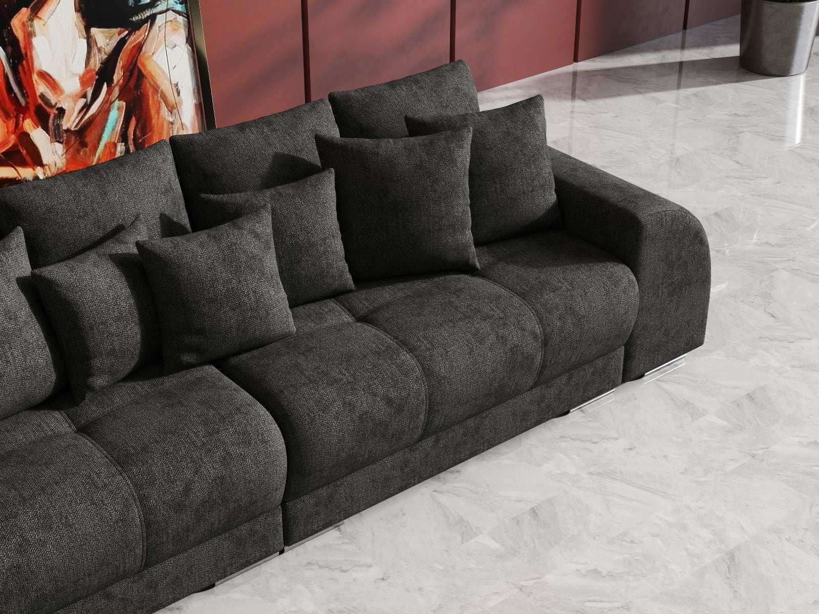 Canapea extensibilă dumonde cu 2 lăzi de depozitare si sezut confortabil din spuma HR, Big Sofa Verona Enjoy Kaki 02 310x100 cm Fabrica