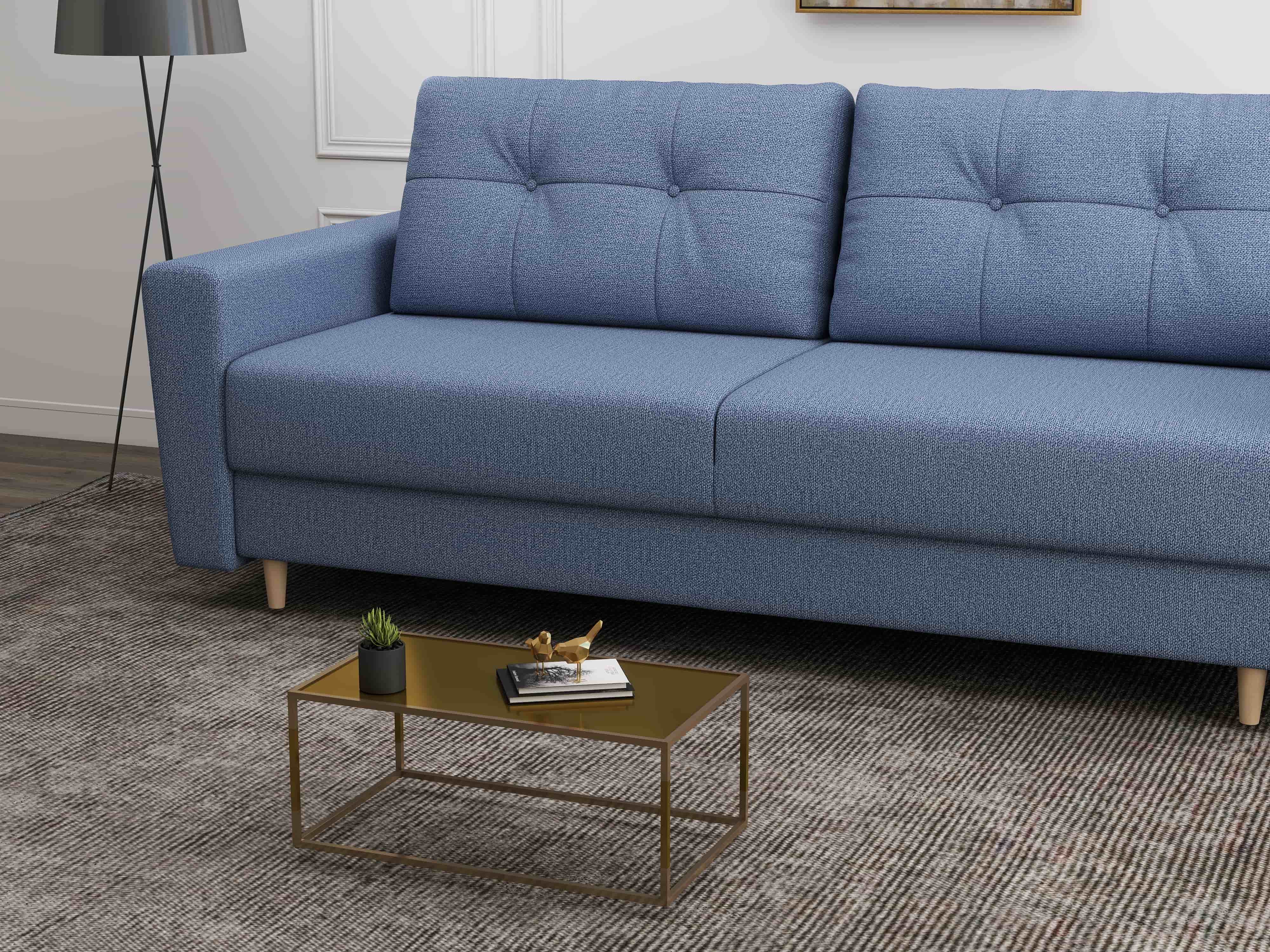 Canapea extensibilă dumonde cu ladă de depozitare si sezut confortabil din spuma HR, Summer Enjoy Albastru 225x100 cm