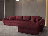 Colțar extensibil dumonde cu ladă de depozitare si sezut confortabil din spuma HR, Loana XL Enjoy Rosu II 335x185 cm Fabrica