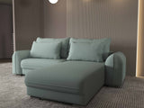 Colțar extensibil dumonde cu ladă de depozitare si sezut confortabil din spuma HR, Denver Enjoy Verde Mint 275x185 cm II Fabrica