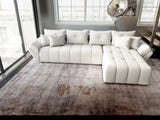Colțar extensibil dumonde cu ladă de depozitare si sezut confortabil din spuma HR, Berlin XL Euphoria Alb 350x185 cm II Fabrica