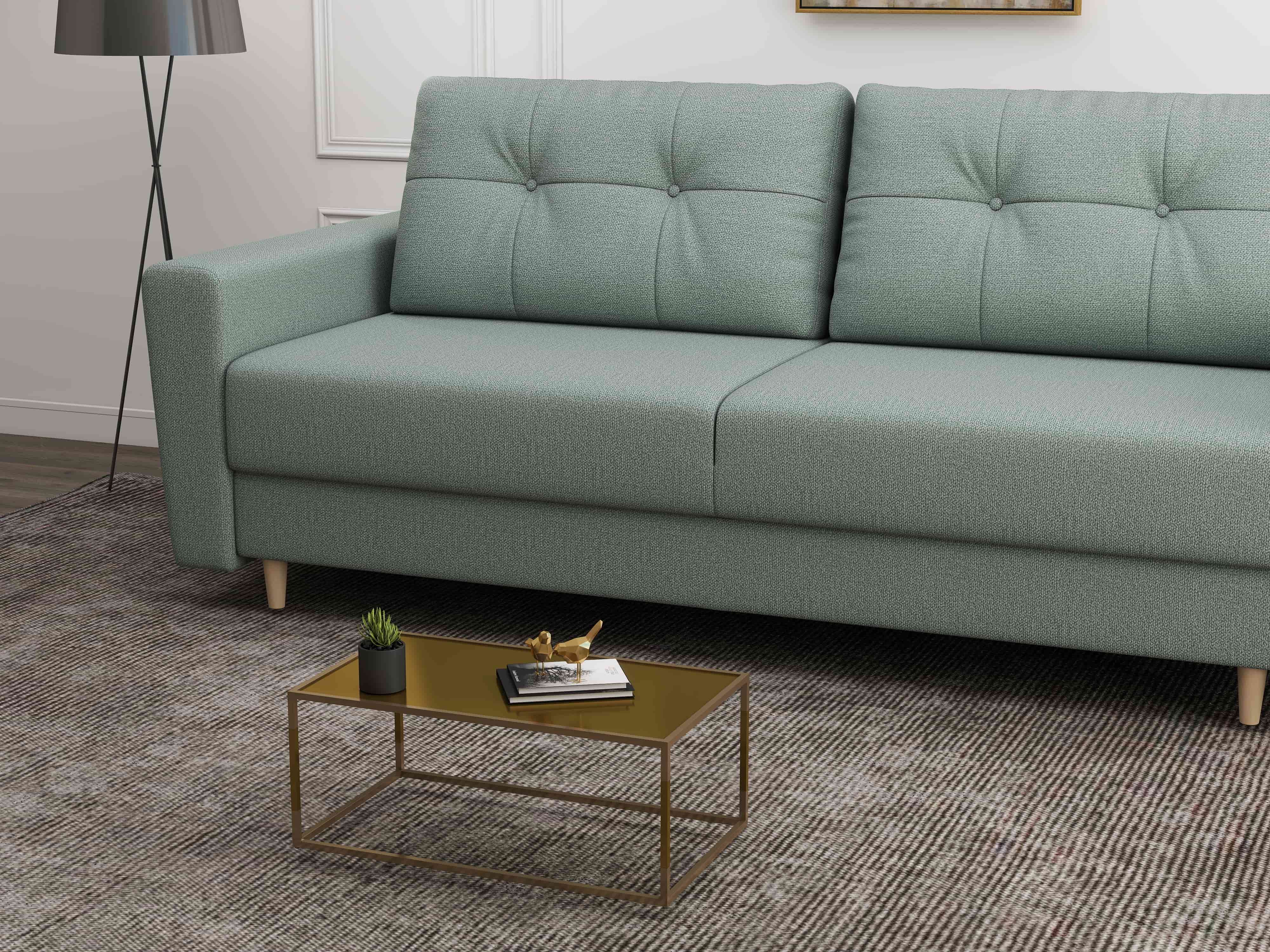 Canapea extensibilă dumonde cu ladă de depozitare si sezut confortabil din spuma HR, Summer Enjoy Verde Mint 225x100 cm