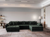 Colțar extensibil dumonde cu ladă de depozitare si sezut confortabil din spuma HR, Loana U Verde Euphoria 355x185 cm Fabrica