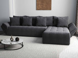 Colțar extensibil dumonde cu ladă de depozitare si sezut confortabil din spuma HR, Berlin XL Ambience Grey II 350x185 cm Fabrica
