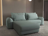 Colțar extensibil dumonde cu ladă de depozitare si sezut confortabil din spuma HR, Denver Enjoy Verde Mint 275x185 cm Fabrica