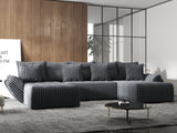 Colțar extensibil dumonde cu ladă de depozitare si sezut confortabil din spuma HR, Berlin U Gri Ambience 380x180 cm Fabrica