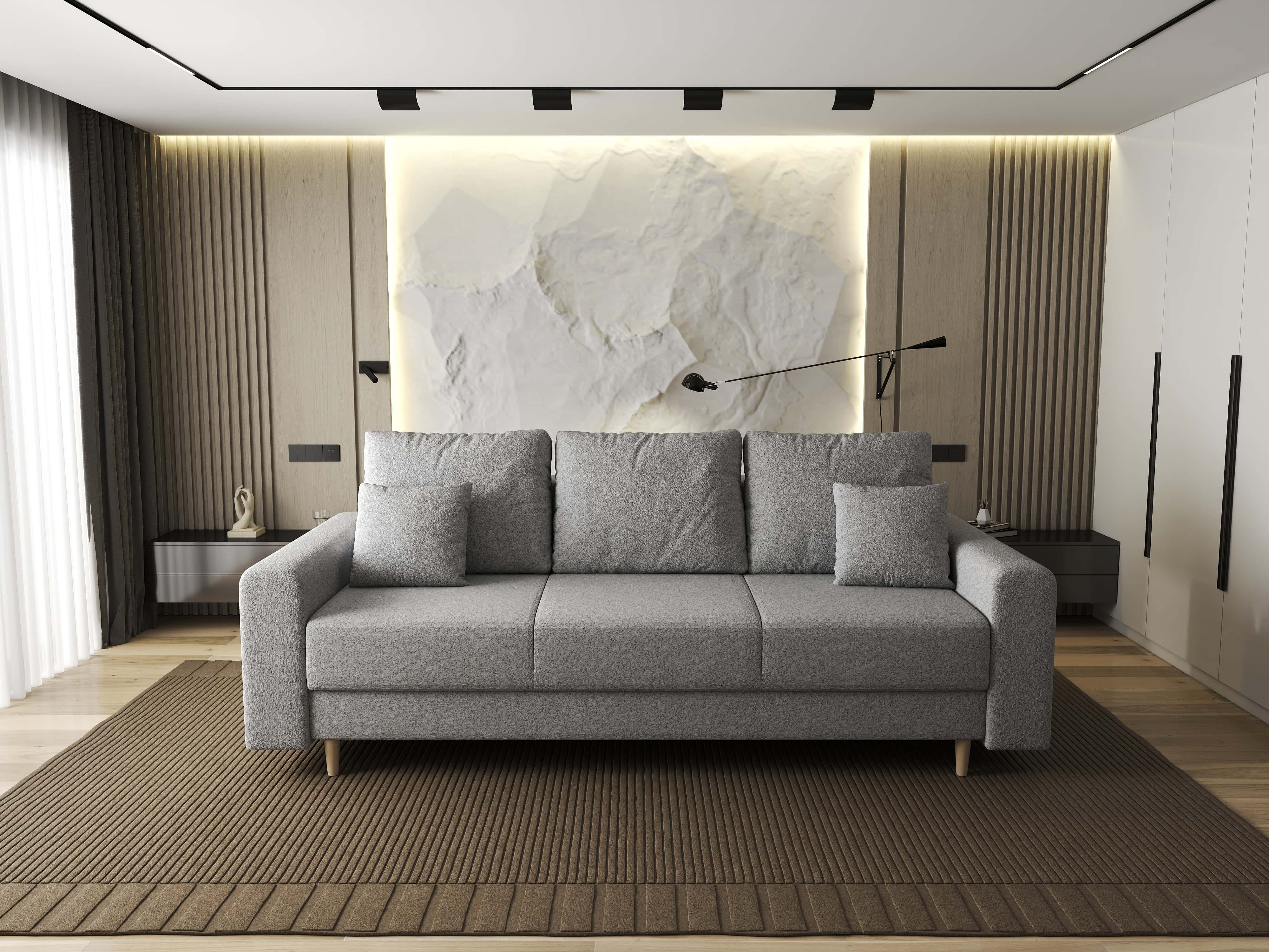 Canapea extensibilă dumonde cu ladă de depozitare si sezut confortabil din spuma HR, Kronos Euphoria Dove 210x100 cm fabrica