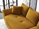Canapea extensibilă dumonde cu ladă de depozitare si sezut confortabil din spuma HR, Loana Ambience Mustar 300x100 cm Fabrica