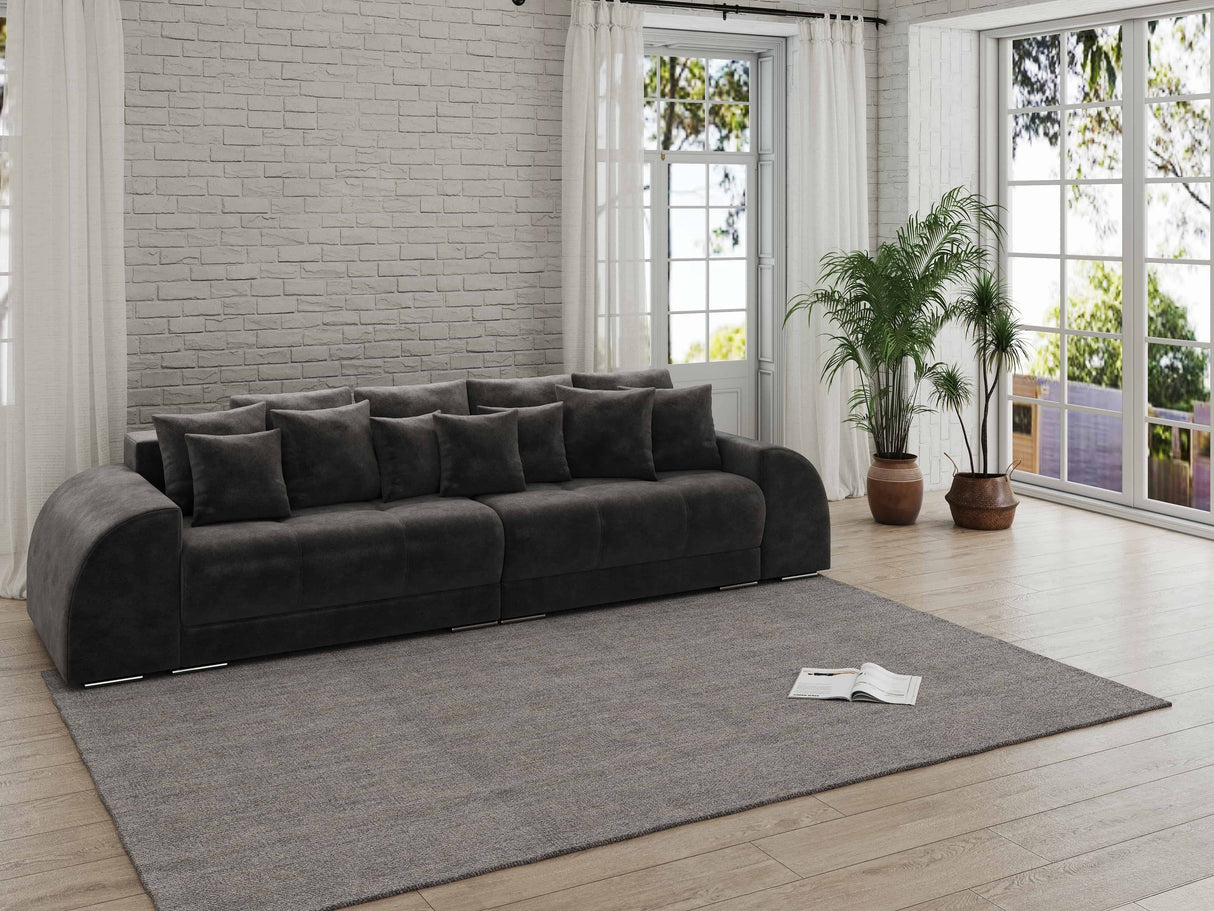 Canapea extensibilă dumonde cu 2 lăzi de depozitare si sezut confortabil din spuma HR, Big Sofa Verona Tobago Anthracit 310x100 cm Fabrica